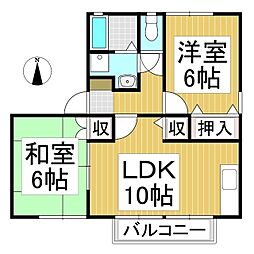 グリーン松ノ木 2LDKの間取図画像