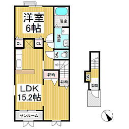 グラース聖徳 1LDKの間取図画像