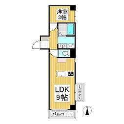 ジュネス相ノ木 1LDKの間取図画像