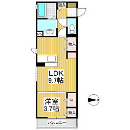 フローラ稲葉 1LDKの間取図画像