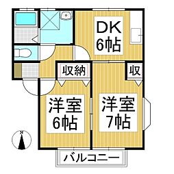 コーポ小池2 2DKの間取図画像