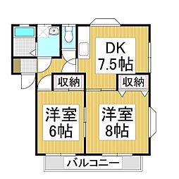 コーポ神田 2DKの間取図画像