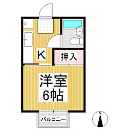 コーポ金子 1Kの間取図画像