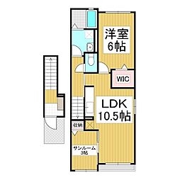 シエル 1LDKの間取図画像