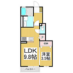 ボヌールMIYA 1LDKの間取図画像