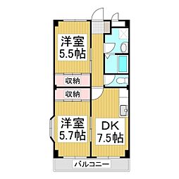 パレメルヴェイユー 2DKの間取図画像