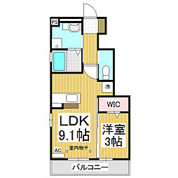 ラ・ヴェリテ 1LDKの間取図画像