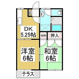 ピュアコーポ笠原B 2DKの間取図画像