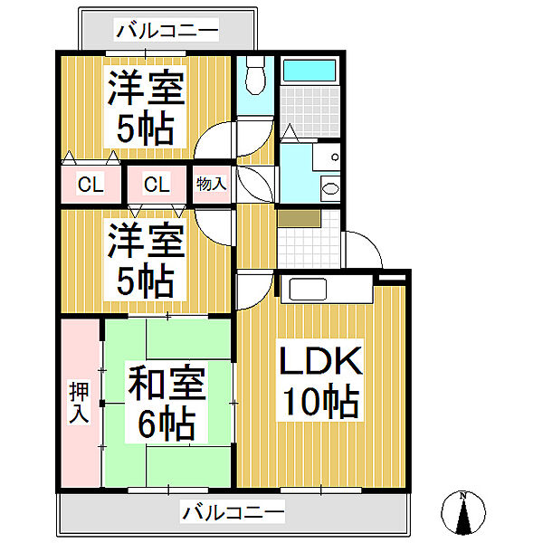 コンフォート北澤 ｜長野県長野市稲里町中央3丁目(賃貸マンション3LDK・1階・63.00㎡)の写真 その2