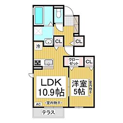 ヴィオラ 1階1LDKの間取り