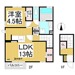 Burg 2階1LDKの間取り