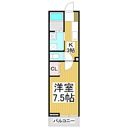 エスパシオ白金 2階1Kの間取り