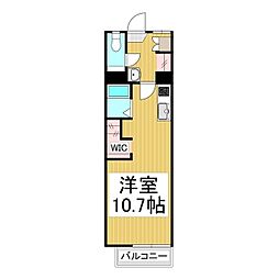 フレグランスマルナカ 1階ワンルームの間取り