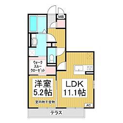 ラ・メゾン　ブリエ 1階1LDKの間取り