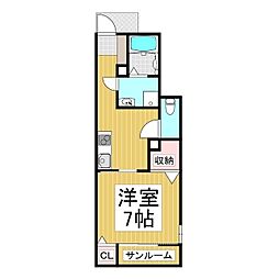 千曲シモンド 1Kの間取図画像