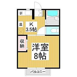 ピュアコーポコメムラA 1Kの間取図画像