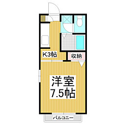メゾンドラルクA 1Kの間取図画像