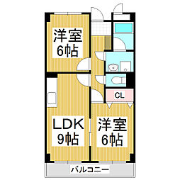 リンピア・ハピネス 2LDKの間取図画像