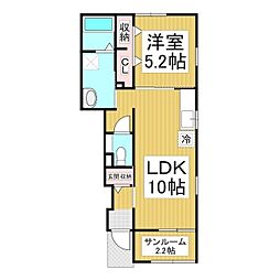 メゾン・ド・フルール2 1LDKの間取図画像
