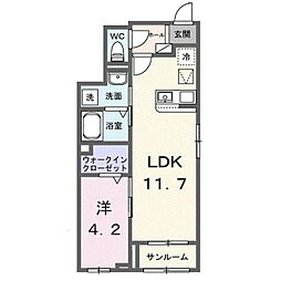 ハイツリバーサイド1 1LDKの間取図画像