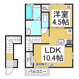 カーサドルチェ 1LDKの間取図画像