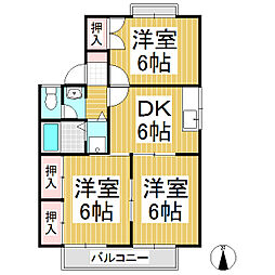屋代ハイツB 3DKの間取図画像