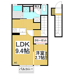 セジュールケイ2 1LDKの間取図画像