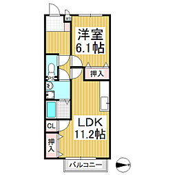 メゾンドフルール 1LDKの間取図画像