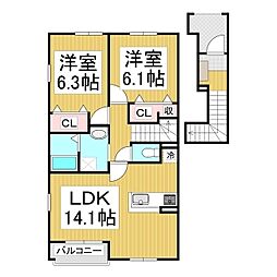 ヴィラミニョン 2LDKの間取図画像