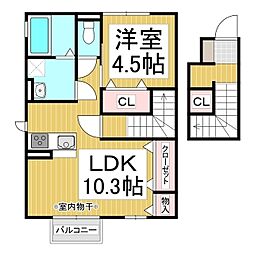 レセンテ 1LDKの間取図画像