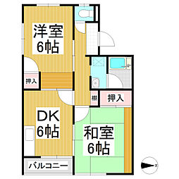 サンハイツアオキA 2DKの間取図画像