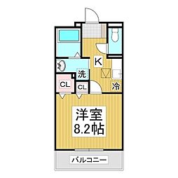 N・Sグランデ 1Kの間取図画像