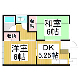荒井アパート 2DKの間取図画像