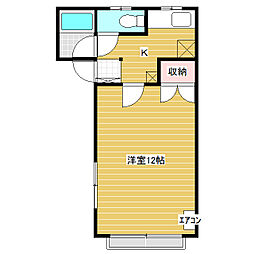 ハイツアシスト住吉 1階1Kの間取り