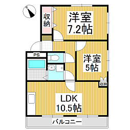 望月マンション 1階2LDKの間取り