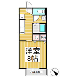 サープラスエスポワール 2階1Kの間取り