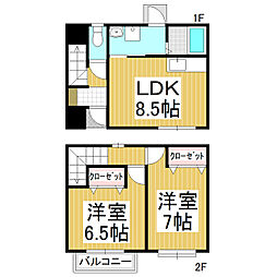 Bｅｌｌａ　Ｖｉｓｔａ　Ｂ 1階2LDKの間取り