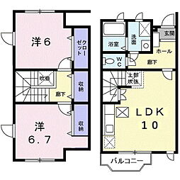 オルタンシア 1階2LDKの間取り