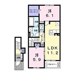 Felicita B 2階2LDKの間取り