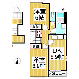 エル・ガーデン 2階2DKの間取り