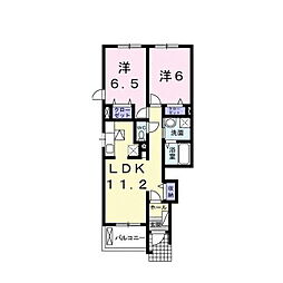 カーサ・コモド・アビターレＢ 1階2LDKの間取り