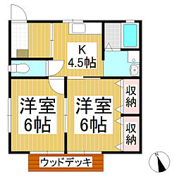 しなの鉄道 信濃国分寺駅 徒歩5分の賃貸一戸建て 2Kの間取り