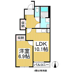 エル・ガーデン 1階1LDKの間取り
