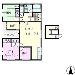 紅花アパート 1階3LDKの間取り
