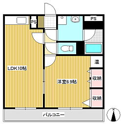 ロイヤルコート 1階1LDKの間取り