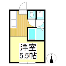アフロディーテB ワンルームの間取図画像