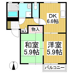 フォーレスＫ1 1階2DKの間取り