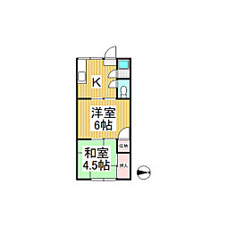 ヒノデハイツ 2Kの間取図画像