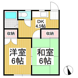 春原ハイツ 2Kの間取図画像
