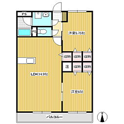 ロイヤルコート 2LDKの間取図画像